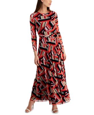 Anne Klein Geometric-Print Maxi Dress ...